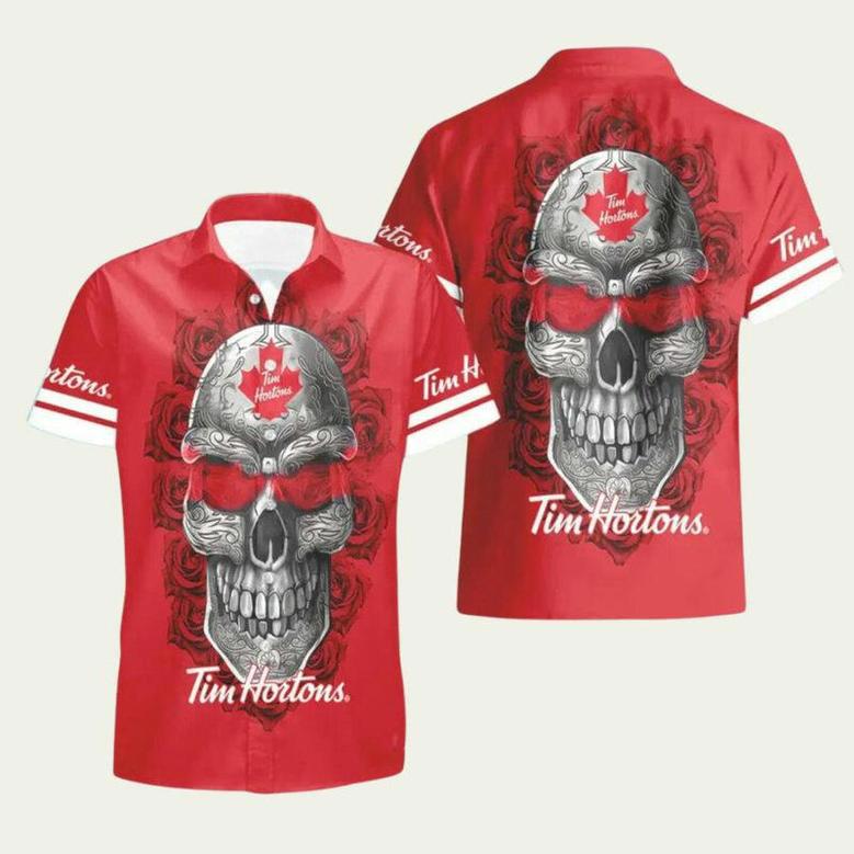 Tim Hortons Skull Rose Special Hawaiian Shirt