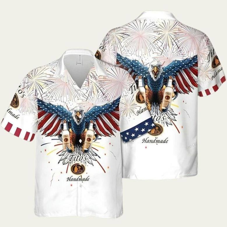 Titos Handmade Vodka Independence Day Of July Eagle Fireworks Hawaiian Shirt