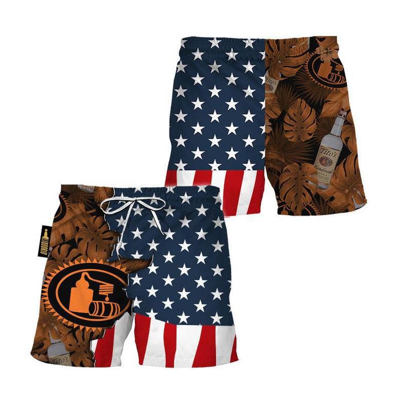 Tito's Tropical Beside American Flag Swim Trunks