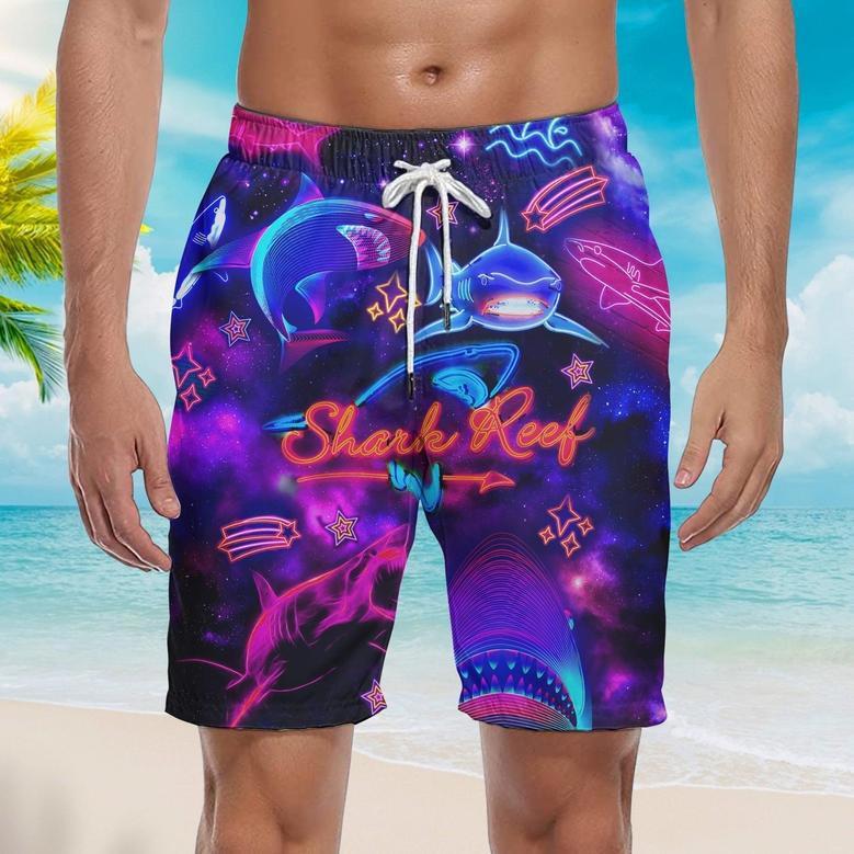 Tribal Shark Maori Neon Beach Shorts For Men