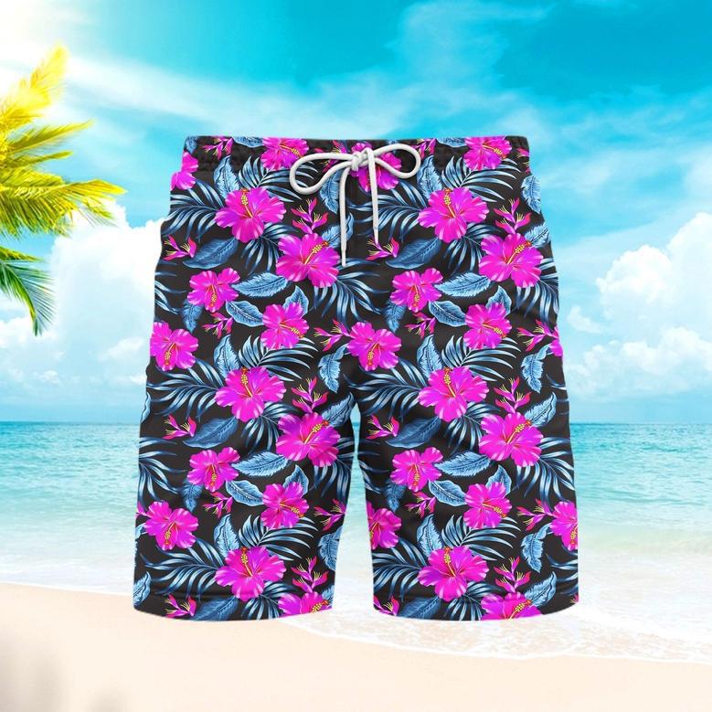 Tropical Flowers Hibiscus Beach Shorts For Men