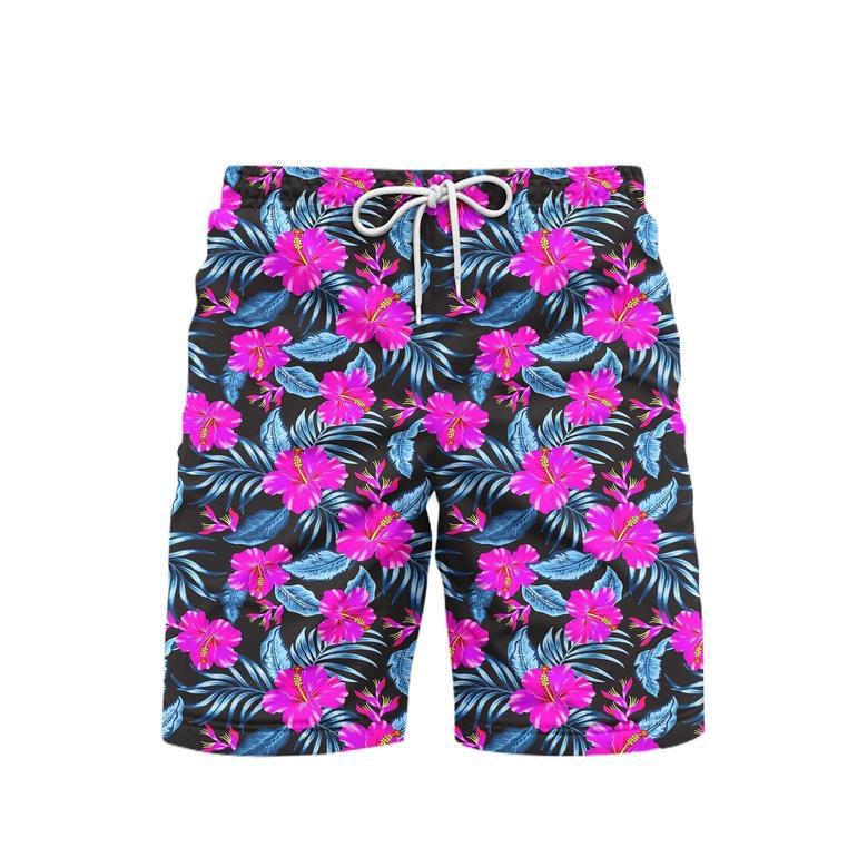 Tropical Flowers Hibiscus Beach Shorts For Men