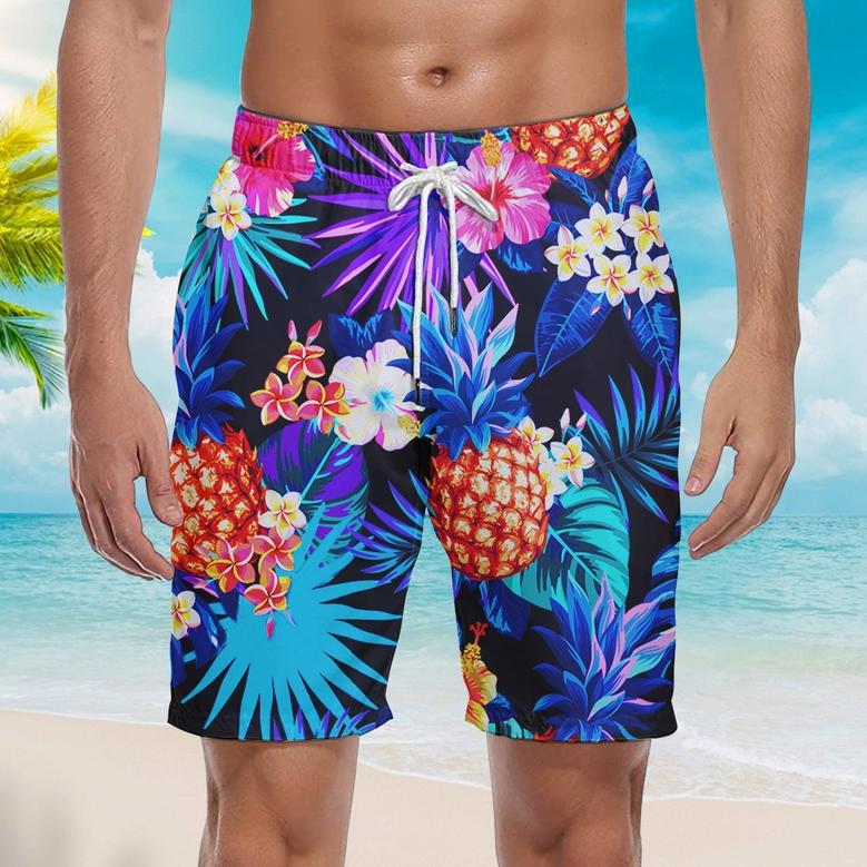 Tropical Neon Beach Shorts For Men