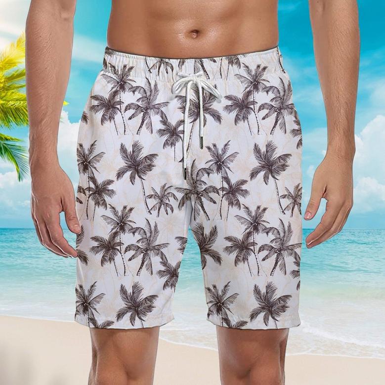 Tropical Vintage Palm Tree Beach Shorts For Men