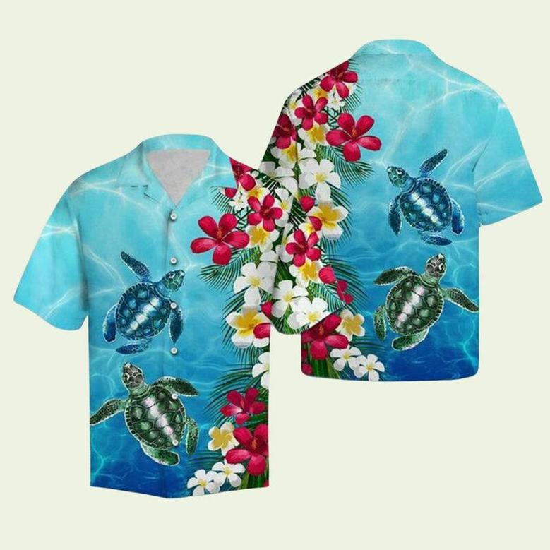 Turtle Floral Hawaiian Shirt