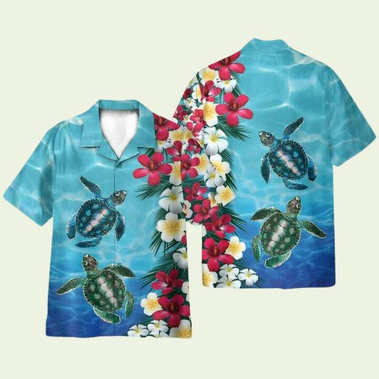 Turtle Floral Mens Hawaiian Shirt