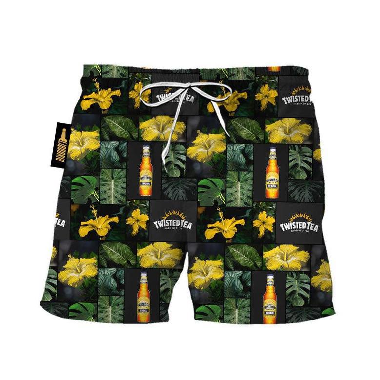 Twisted Tea Tropical Hibiscus Flower Swim Trunks