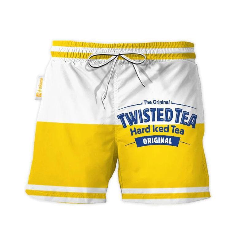 Twisted Tea Yellow And White Basic Swim Trunks