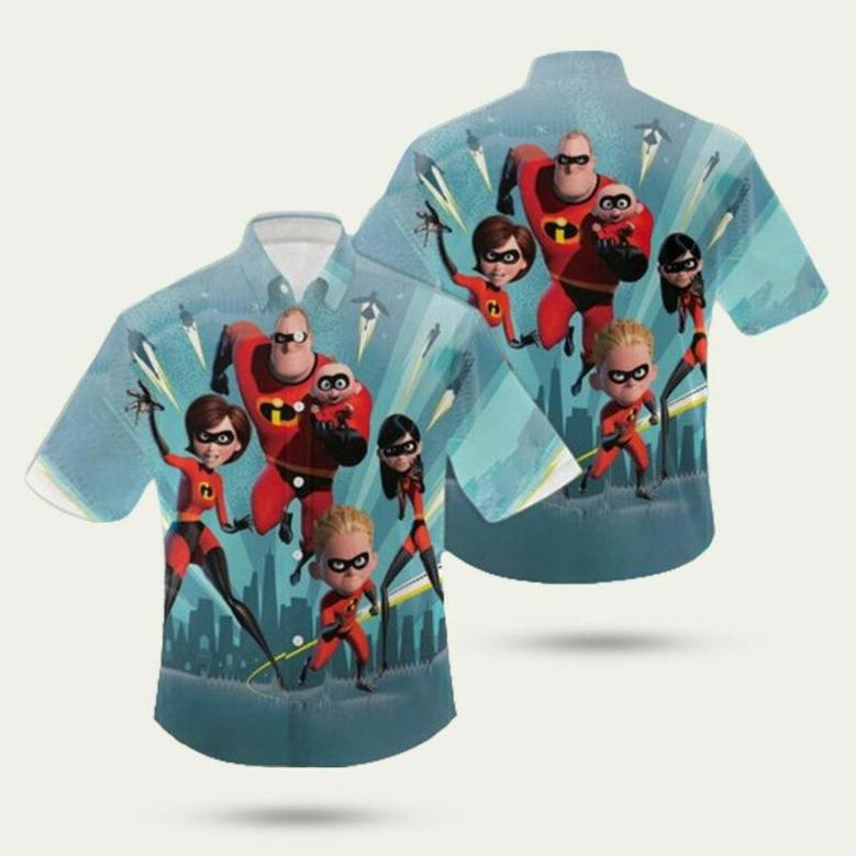 Uperhero Family Movie Button Up Super Power Baby Hawaiian Shirt