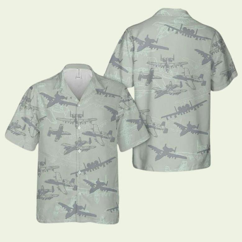 Us Air Force Fairchild Republic Warthog Thunderbolt Ii Silhouette Hawaiian Shirt