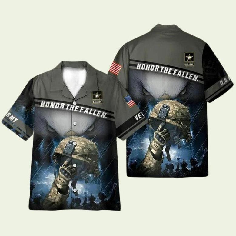 Us Army Helmet Honor The Fallen Hawaiian Shirt