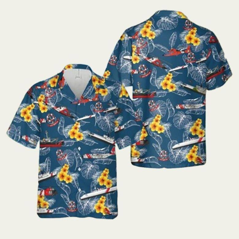 Us Coast Guard Birthday Pattern Hawaiian Shirt