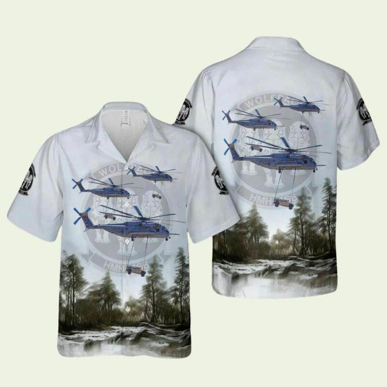 Us Marine Corps Sikorsky Ch Super Stallion Of Hmh 466 Wolfpack Hawaiian Shirt