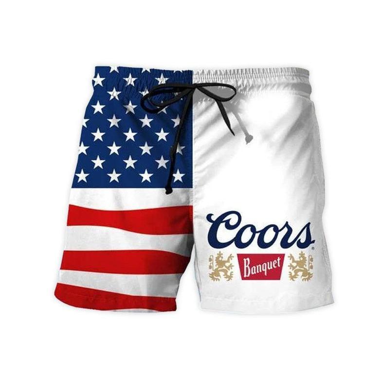 USA Flag Fourth Of July Coors Banquet Swim Trunks