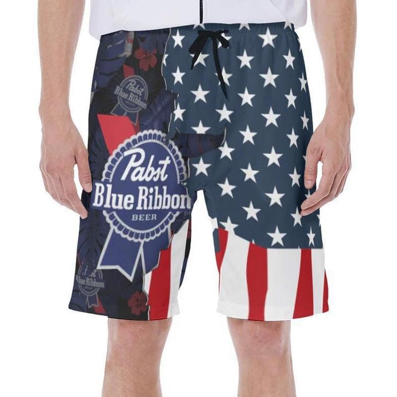 USA Tropical Flag Pabst Blue Ribbon Swim Trunks