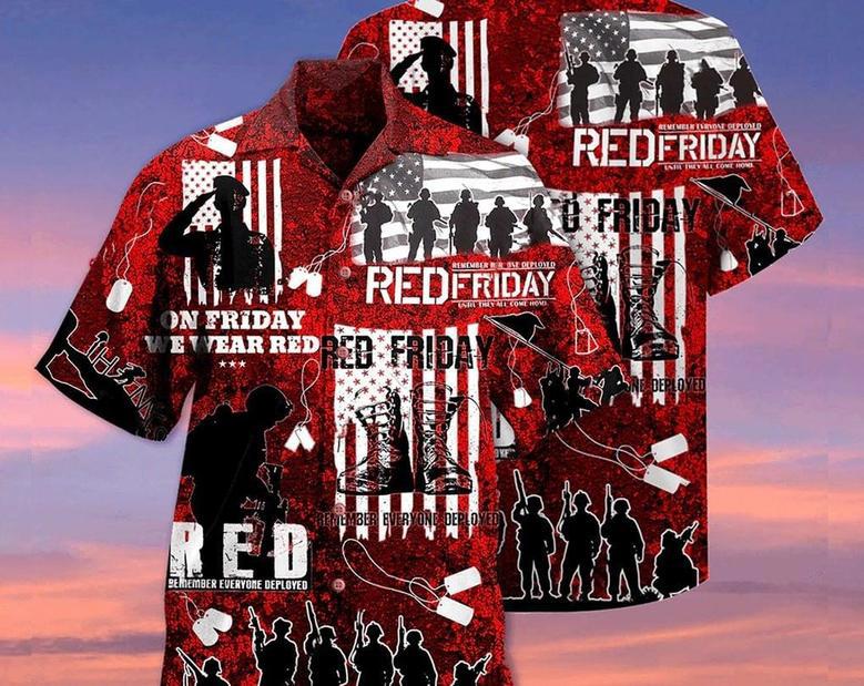 Veteran Red Friday All Over Printed Hawaii Shirt, Vintage Hawaiian Shirt, Meaningful Birthday Presents, Hawaii Style. Summer Gifts