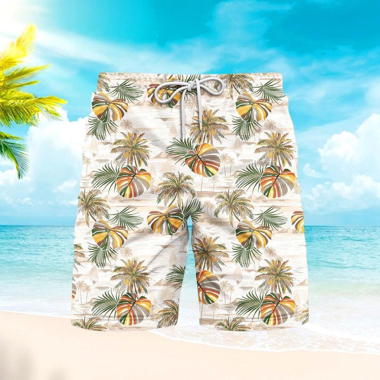 Vintage Palm Leaves Island Beach Shorts For Men