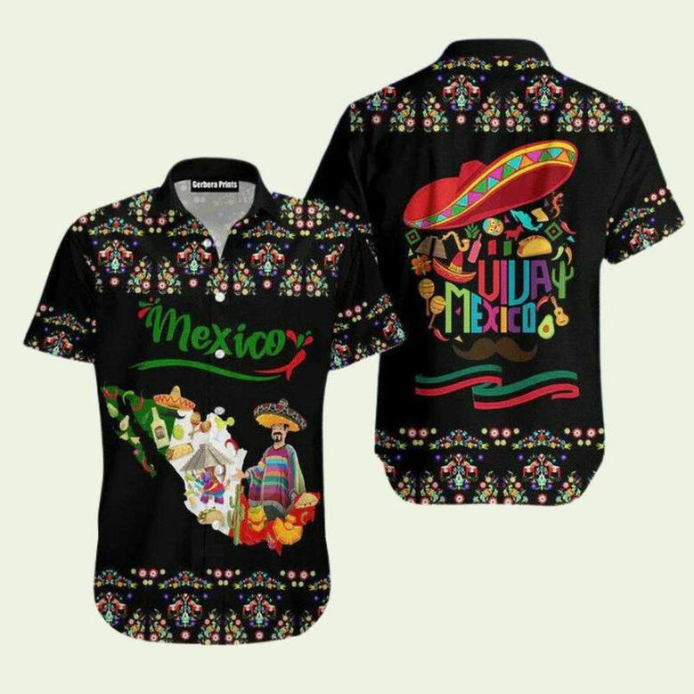 Viva Mexico Lets Fiesta Mexico Day Black Hawaiian Shirt