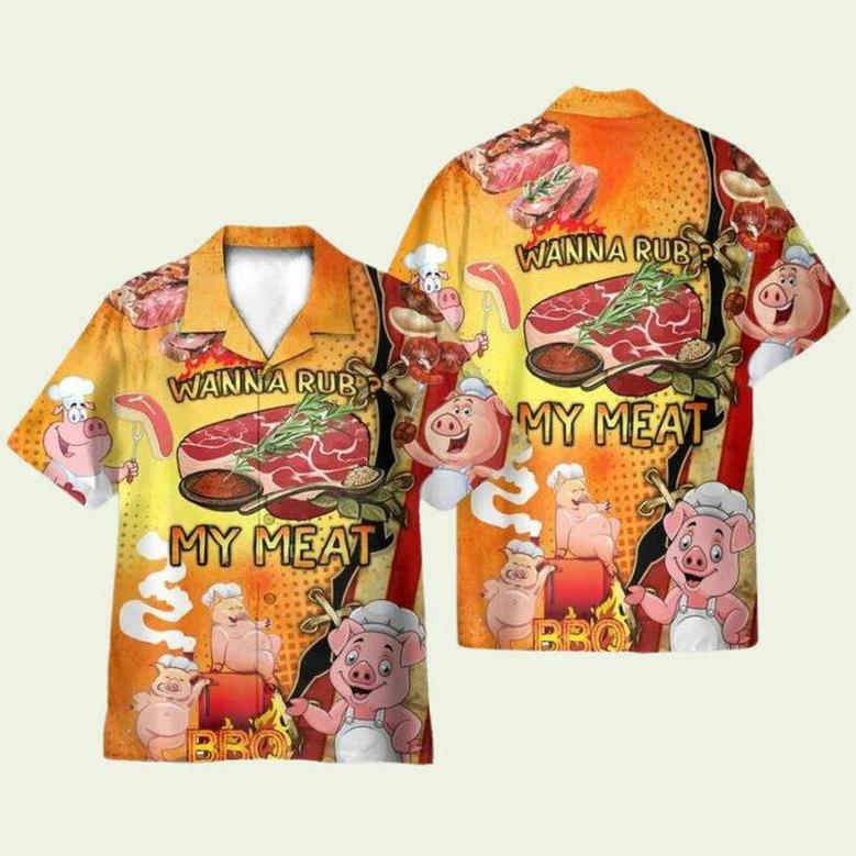 Wanna Rub My Meat Funny Barbecue Hawaiian Shirt