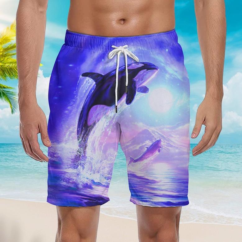 Whale Jumps To The Surface Of The Sea Beach Shorts For Men