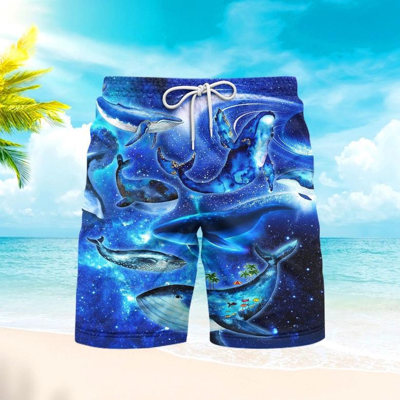 Whales Dancing In The Melody Of The Blue Sea Neon Beach Shorts For Men