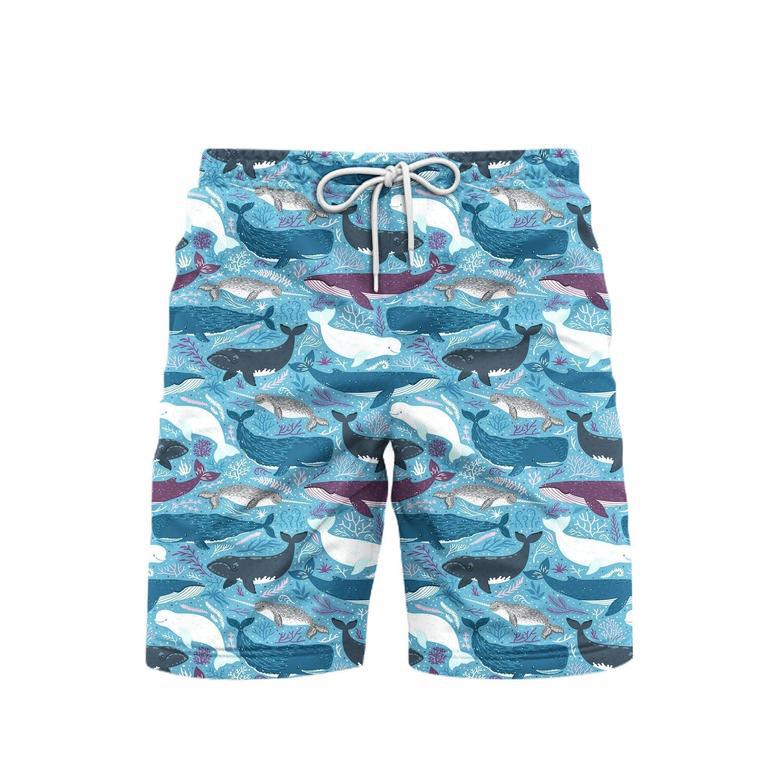 Whales With Marine Mammals Under Sea Beach Shorts For Men