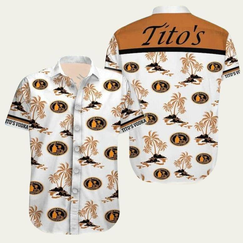 White Titos Vodka Island Pattern Hawaiian Shirt