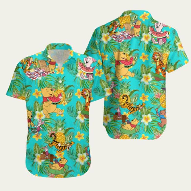 Winnie The Pooh Friends Having Fun Pineapple Tropical Hawaiian Shirt