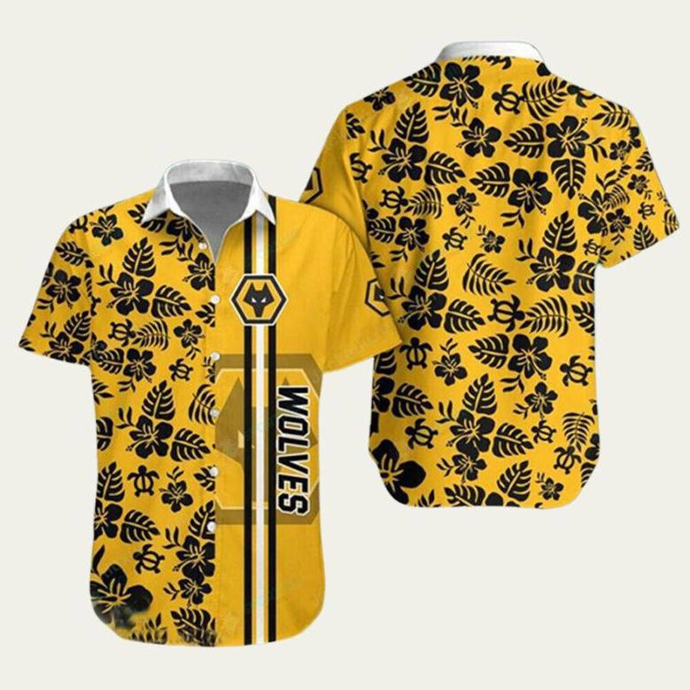 Wolverhampton Wanderers Fc Black Flower Hawaiian Shirt