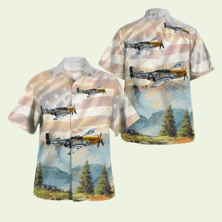 Wwii North American Mustang Military Aircraft Hawaiian Shirt