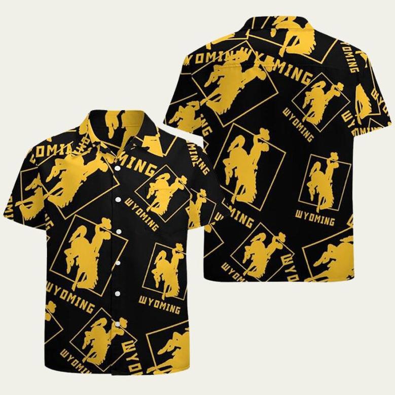 Wyoming Flag Yellow And Black Pattern Hawaiian Shirt