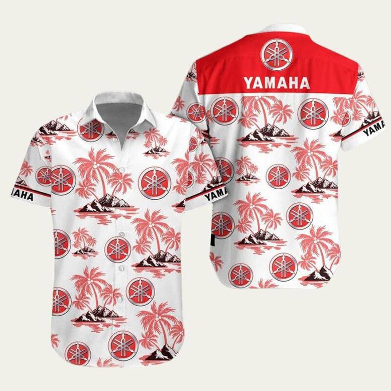 Yamaha Logo White And Red Pattern Hawaiian Shirt