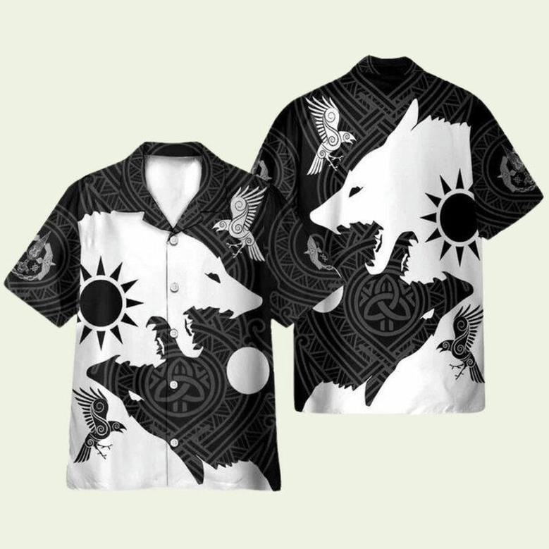 Yin Yang Wolf And Raven Hawaiian Shirt