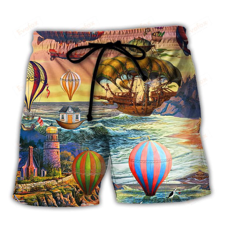 Air Balloon Steampunk I Travel By It Beach Short