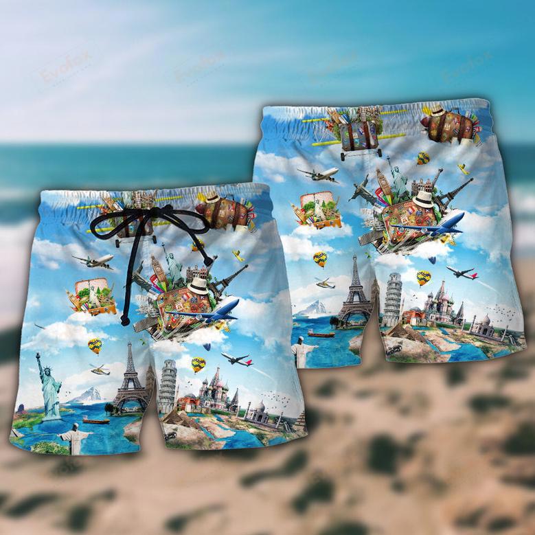 Airplane Fly Travel World Beach Short