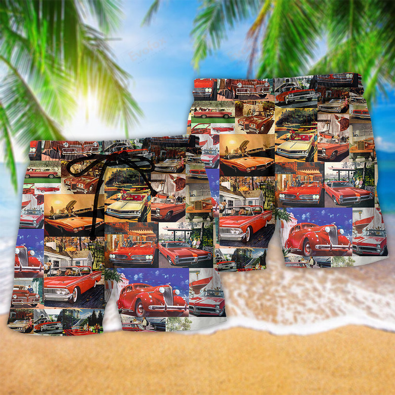 Amazing Vintage Car In My Life Colorful Beach Short
