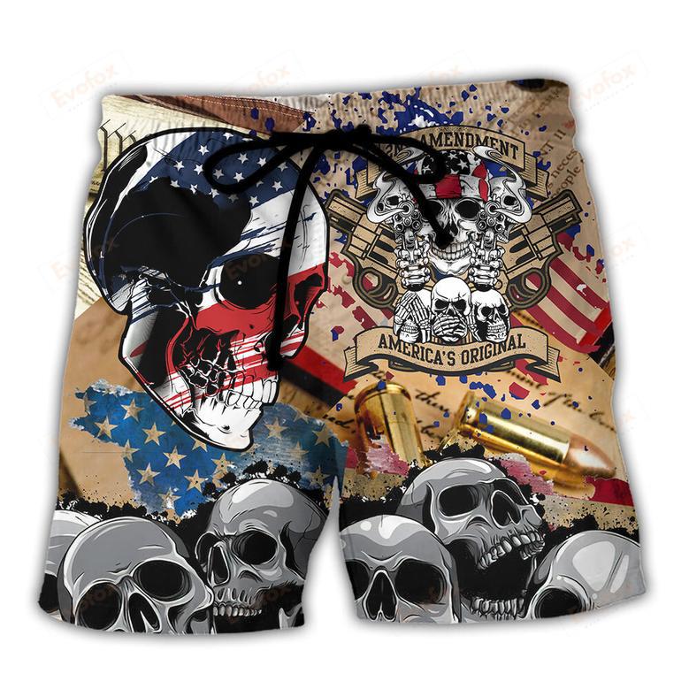 America Amendment Skull Beach Short