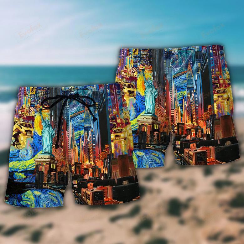 America Beloved New York City Color Beach Short