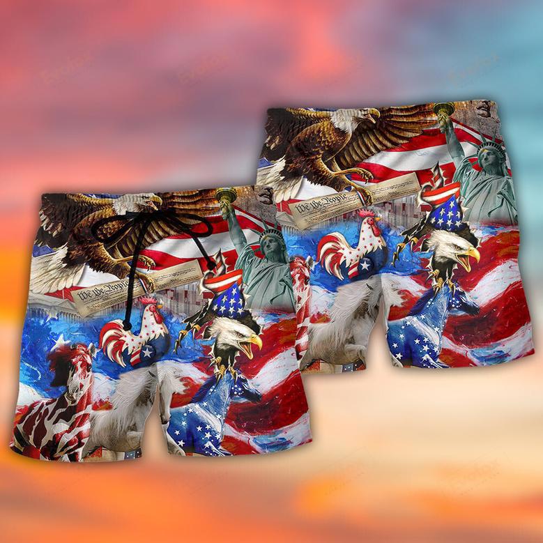 America Independence Day Animal Happy Beach Short