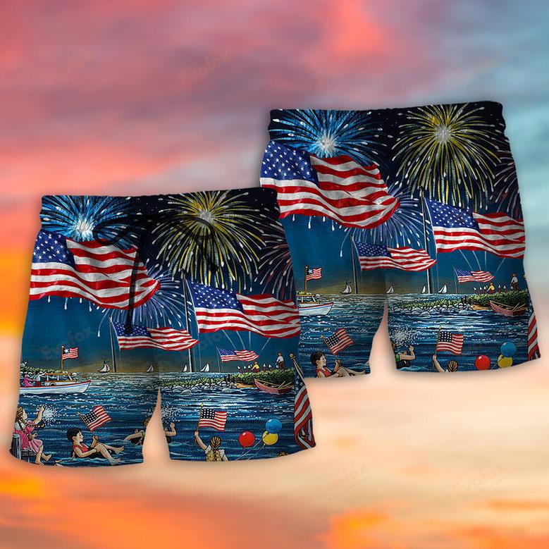 America Independence Day Fun Day Firework Beach Short