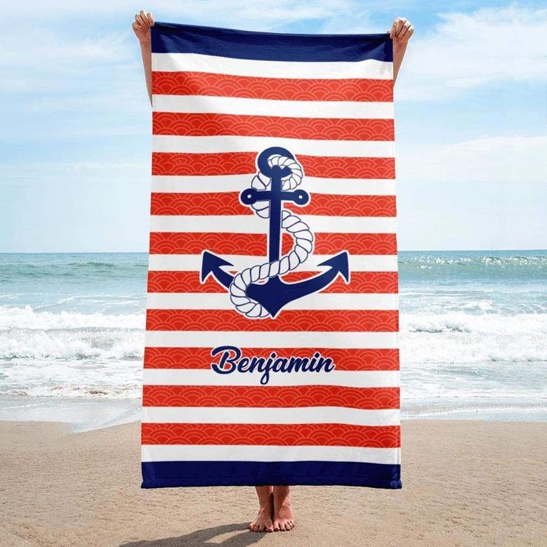 Anchor Themed Personalized Beach Towels Ideal Women Kids Summer Days