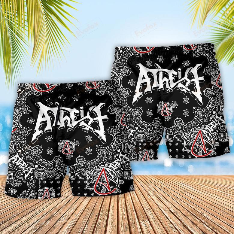 Atheist Black And White Paisley Pattern Beach Short