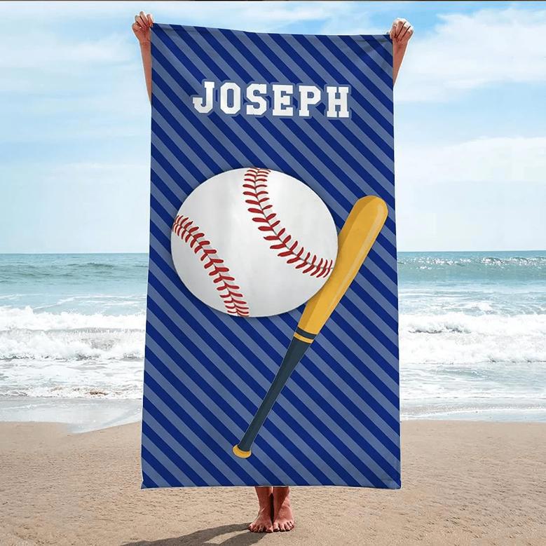 Baseball Monogrammed Beach Towels Adults Kids Unique Summer Gift