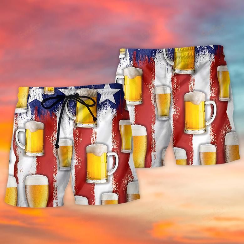 Beer Happy Independence Day America Basic Beach Short