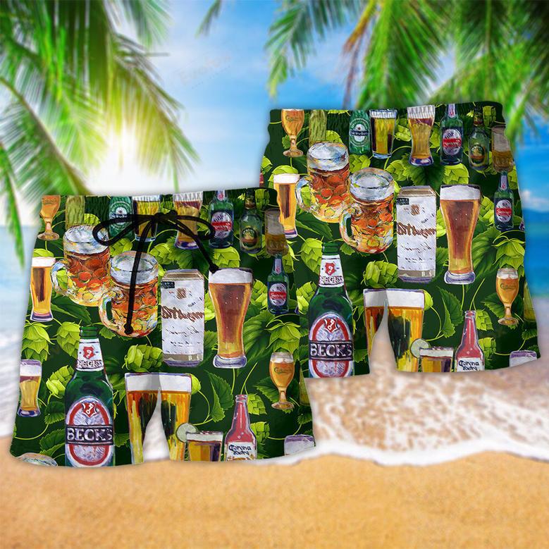 Beer Love It Green Leaves Beach Short