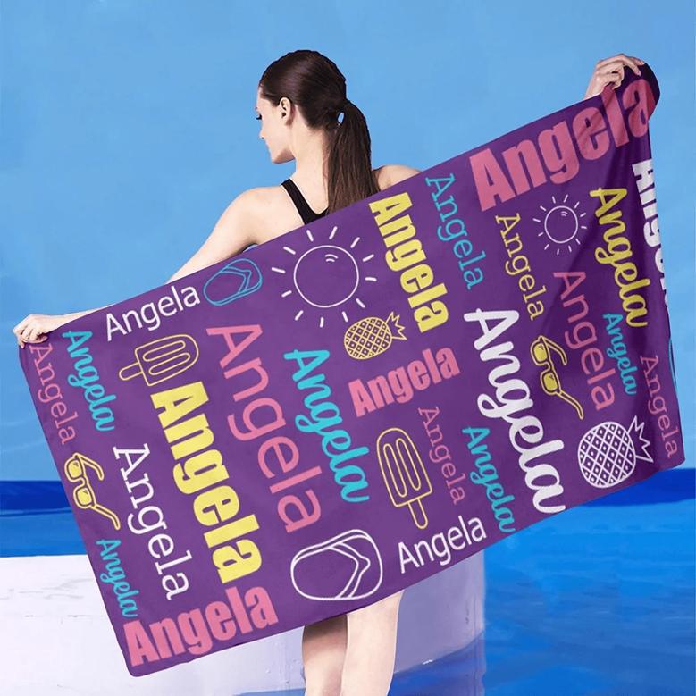 Birthday Special Custom Name Microfiber Beach Towels Perfect Gift Idea