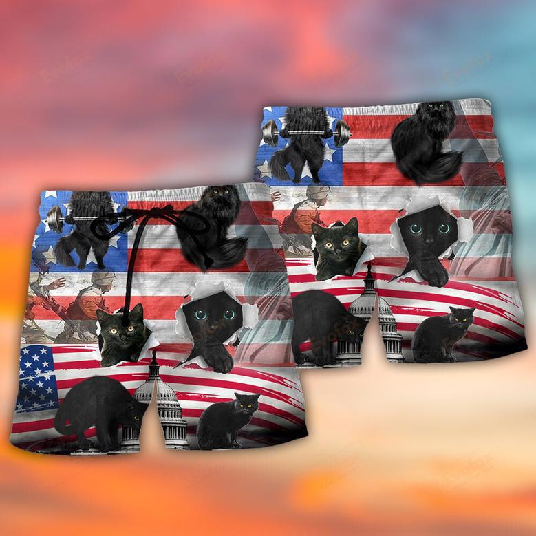 Black Cat Independence Day America Beach Short