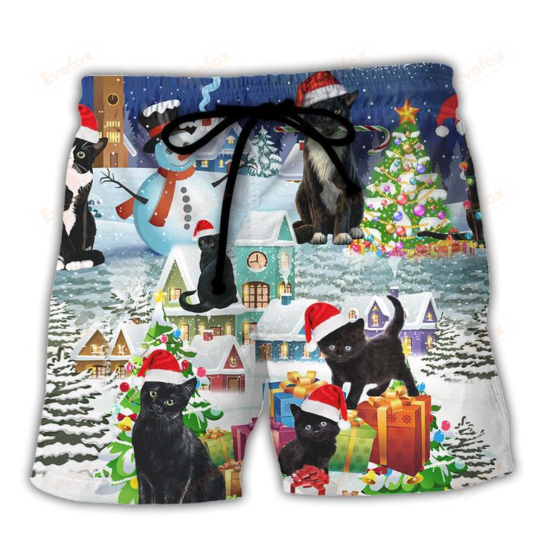 Black Cat Merry Catmas Beach Short