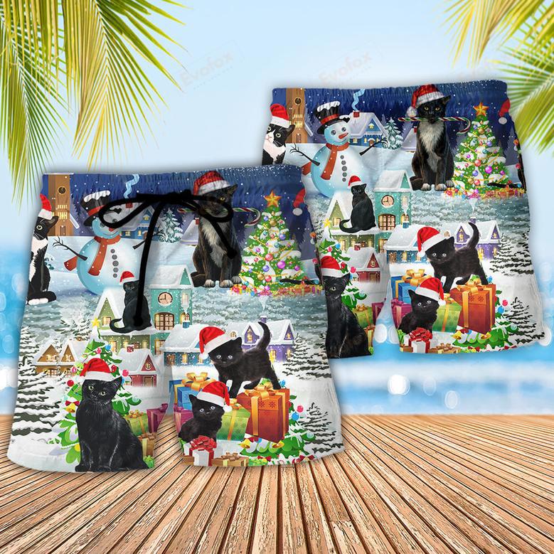 Black Cat Merry Catmas Beach Short