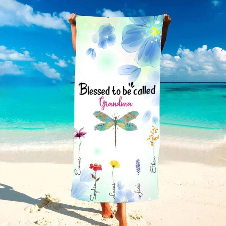 Blessed Nana Flower Design Personalized Beach Towels Unique Gift